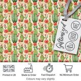 Blooming Desert Cactus with Orange Flowers Seamless Pattern Digital Print Fabric by the Metre UK Sewing Quilting Textile Design
