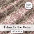 Vintage Rose Heart Scroll Ornamental Seamless Pattern Digital Print Fabric by the Metre UK Sewing Quilting Textile Design
