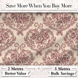 Vintage Rose Heart Scroll Ornamental Seamless Pattern Digital Print Fabric by the Metre UK Sewing Quilting Textile Design