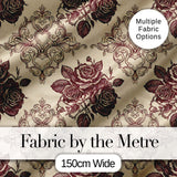 Classic Baroque Rose Damask Ornate Seamless Pattern Digital Print Fabric by the Metre UK Sewing Quilting Textile Design