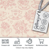 Delicate Rose Teacup Floral Romantic Seamless Pattern Digital Print Fabric by the Metre UK Sewing Quilting Textile Design