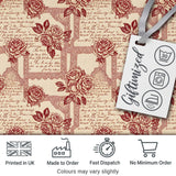 Vintage Rose Script Frame Elegant Seamless Pattern Digital Print Fabric by the Metre UK Sewing Quilting Textile Design