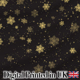Black Gold Snowflake Elegant Seamless Pattern Digital Print Fabric by the Metre UK Sewing Quilting Textile Design Luxury Festive