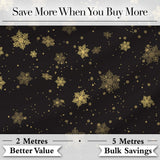 Black Gold Snowflake Elegant Seamless Pattern Digital Print Fabric by the Metre UK Sewing Quilting Textile Design Luxury Festive