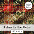 Green Red Tartan Gold Glitter Leopard Seamless Pattern Digital Print Fabric by the Metre UK Sewing Quilting Textile Design Festive