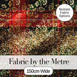 Green Red Tartan Gold Glitter Leopard Seamless Pattern Digital Print Fabric by the Metre UK Sewing Quilting Textile Design Festive