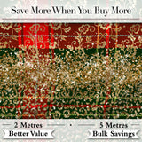 Green Red Tartan Gold Glitter Leopard Seamless Pattern Digital Print Fabric by the Metre UK Sewing Quilting Textile Design Festive
