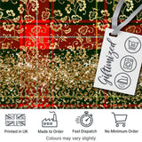 Green Red Tartan Gold Glitter Leopard Seamless Pattern Digital Print Fabric by the Metre UK Sewing Quilting Textile Design Festive
