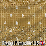 Gold Grid Christmas Tree Glitter Seamless Pattern Digital Print Fabric by the Metre UK Sewing Quilting Textile Design Festive
