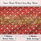 Red Gold Chevron Glitter Leopard Seamless Pattern Digital Print Fabric by the Metre UK Sewing Quilting Textile Design Bold Festive