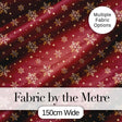 Red Gold Snowflake Star Seamless Pattern Digital Print Fabric by the Metre UK Sewing Quilting Textile Design Classic Christmas