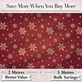 Red Gold Snowflake Star Seamless Pattern Digital Print Fabric by the Metre UK Sewing Quilting Textile Design Classic Christmas