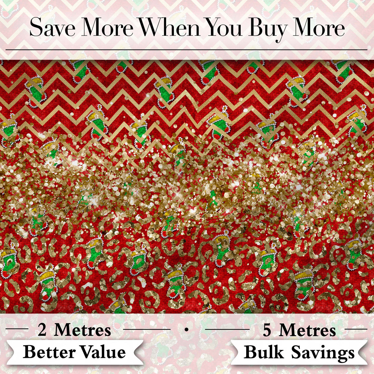 Red Chevron Christmas Tree Glitter Seamless Pattern Digital Print Fabric by the Metre UK Sewing Quilting Textile Design Holiday