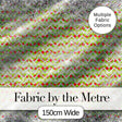 Green Red Chevron Silver Glitter Snow Seamless Pattern Digital Print Fabric by the Metre UK Sewing Quilting Textile Design Winter