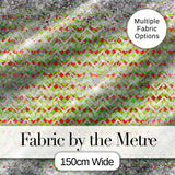 Green Red Chevron Silver Glitter Snow Seamless Pattern Digital Print Fabric by the Metre UK Sewing Quilting Textile Design Winter