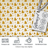 Gold Christmas Tree Heart Seamless Pattern Digital Print Fabric by the Metre UK Sewing Quilting Textile Design Minimal Festive