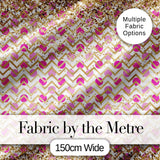 Pink Gold Chevron Glitter Dot Seamless Pattern Digital Print Fabric by the Metre UK Sewing Quilting Textile Design Chic Modern