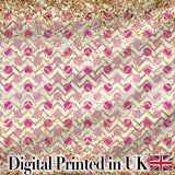 Pink Gold Chevron Glitter Dot Seamless Pattern Digital Print Fabric by the Metre UK Sewing Quilting Textile Design Chic Modern