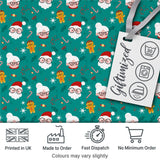 Cute Santa Mrs Claus Gingerbread Seamless Pattern Digital Print Fabric by the Metre UK Sewing Quilting Textile Design Festive Kids