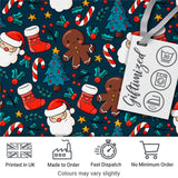 Cute Gingerbread Santa Tree Candy Cane Seamless Pattern Digital Print Fabric by the Metre UK Sewing Quilting Textile Design Kids Festive