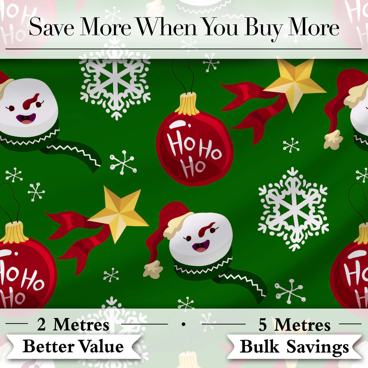 Cute Snowman Ornament Star Snowflake Seamless Pattern Digital Print Fabric by the Metre UK Sewing Quilting Textile Winter Christmas Fun