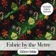 Cute Gingerbread Candy Cane Bauble Flower Seamless Pattern Digital Print Fabric by the Metre UK Sewing Quilting Textile Xmas Fabric Design