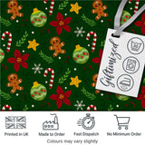 Cute Gingerbread Candy Cane Bauble Flower Seamless Pattern Digital Print Fabric by the Metre UK Sewing Quilting Textile Xmas Fabric Design