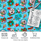 Cute Snowman Xmas Day Wreath Gifts Festive Seamless Pattern Digital Print Fabric by the Metre UK Sewing Quilting Textile