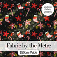 Cute Christmas Stockings Candy Canes Holly Floral Seamless Pattern Digital Print Fabric by the Metre UK Sewing Quilting Textile