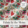 Cute Christmas Gifts Candy Canes Baubles Santa Hat Festive Seamless Pattern Digital Print Fabric by the Metre UK Sewing Quilting Textile