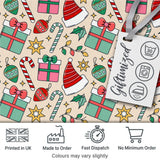 Cute Christmas Gifts Candy Canes Baubles Santa Hat Festive Seamless Pattern Digital Print Fabric by the Metre UK Sewing Quilting Textile