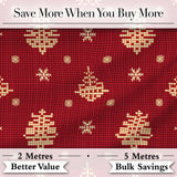Cute Red Knitted Christmas Tree Snowflake Nordic Seamless Pattern Digital Print Fabric by the Metre UK Sewing Quilting Textile