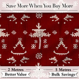 Cute Nordic Knitted Christmas Tree Snowflake Red Seamless Pattern Digital Print Fabric by the Metre UK Sewing Quilting Textile