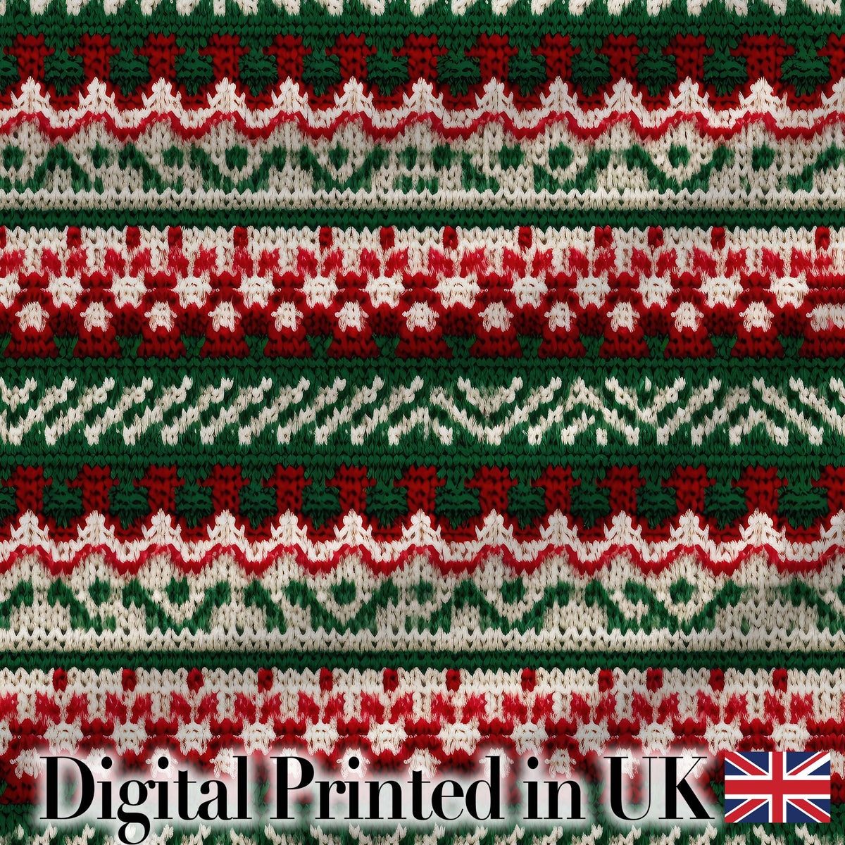 Cute Traditional Red White Nordic Christmas Tree Snowflake Seamless Pattern Digital Print Fabric by the Metre UK Sewing Quilting Textile