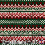 Cute Traditional Red White Nordic Christmas Tree Snowflake Seamless Pattern Digital Print Fabric by the Metre UK Sewing Quilting Textile