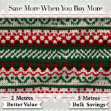 Cute Traditional Red White Nordic Christmas Tree Snowflake Seamless Pattern Digital Print Fabric by the Metre UK Sewing Quilting Textile