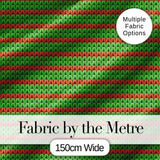 Cute Festive Knit Green Red White Nordic Textile Seamless Pattern Digital Print Fabric by the Metre UK Sewing Quilting Textile