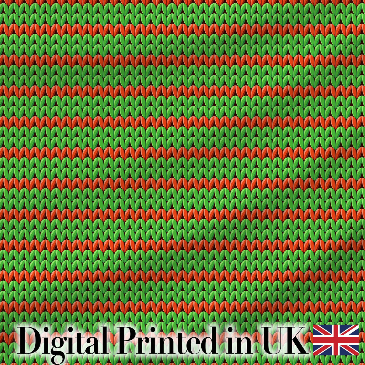 Cute Festive Knit Green Red White Nordic Textile Seamless Pattern Digital Print Fabric by the Metre UK Sewing Quilting Textile