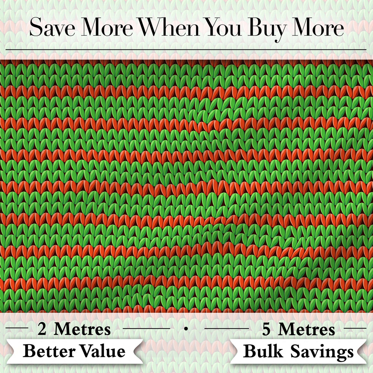 Cute Festive Knit Green Red White Nordic Textile Seamless Pattern Digital Print Fabric by the Metre UK Sewing Quilting Textile
