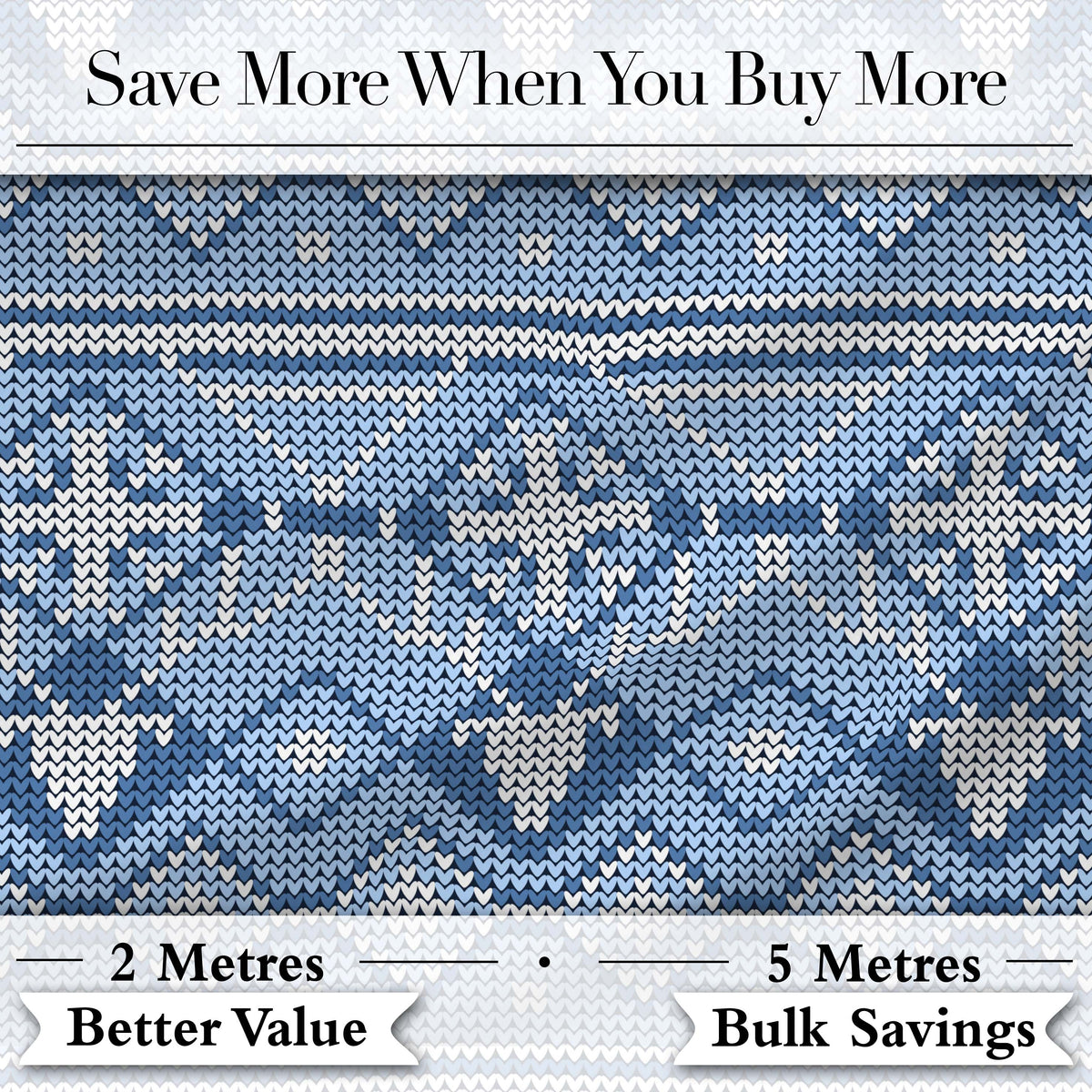 Cute Blue Knitted Winter Heart Snowflake Nordic Seamless Pattern Digital Print Fabric by the Metre UK Sewing Quilting Textile