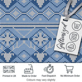 Cute Blue Knitted Winter Heart Snowflake Nordic Seamless Pattern Digital Print Fabric by the Metre UK Sewing Quilting Textile