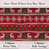 Cute Red Nordic Reindeer Snowflake Christmas Tree Knitted Seamless Pattern Digital Print Fabric by the Metre UK Sewing Quilting Textile