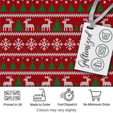 Cute Red Nordic Reindeer Snowflake Christmas Tree Knitted Seamless Pattern Digital Print Fabric by the Metre UK Sewing Quilting Textile