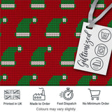Cute Red Green Christmas Hat Festive Knitted Seamless Pattern Digital Print Fabric by the Metre UK Sewing Quilting Textile