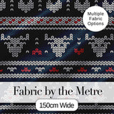 Cute Blue Nordic Snowflake Winter Traditional Knitted Seamless Pattern Digital Print Fabric by the Metre UK Sewing Quilting Textile