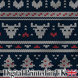 Cute Blue Nordic Snowflake Winter Traditional Knitted Seamless Pattern Digital Print Fabric by the Metre UK Sewing Quilting Textile