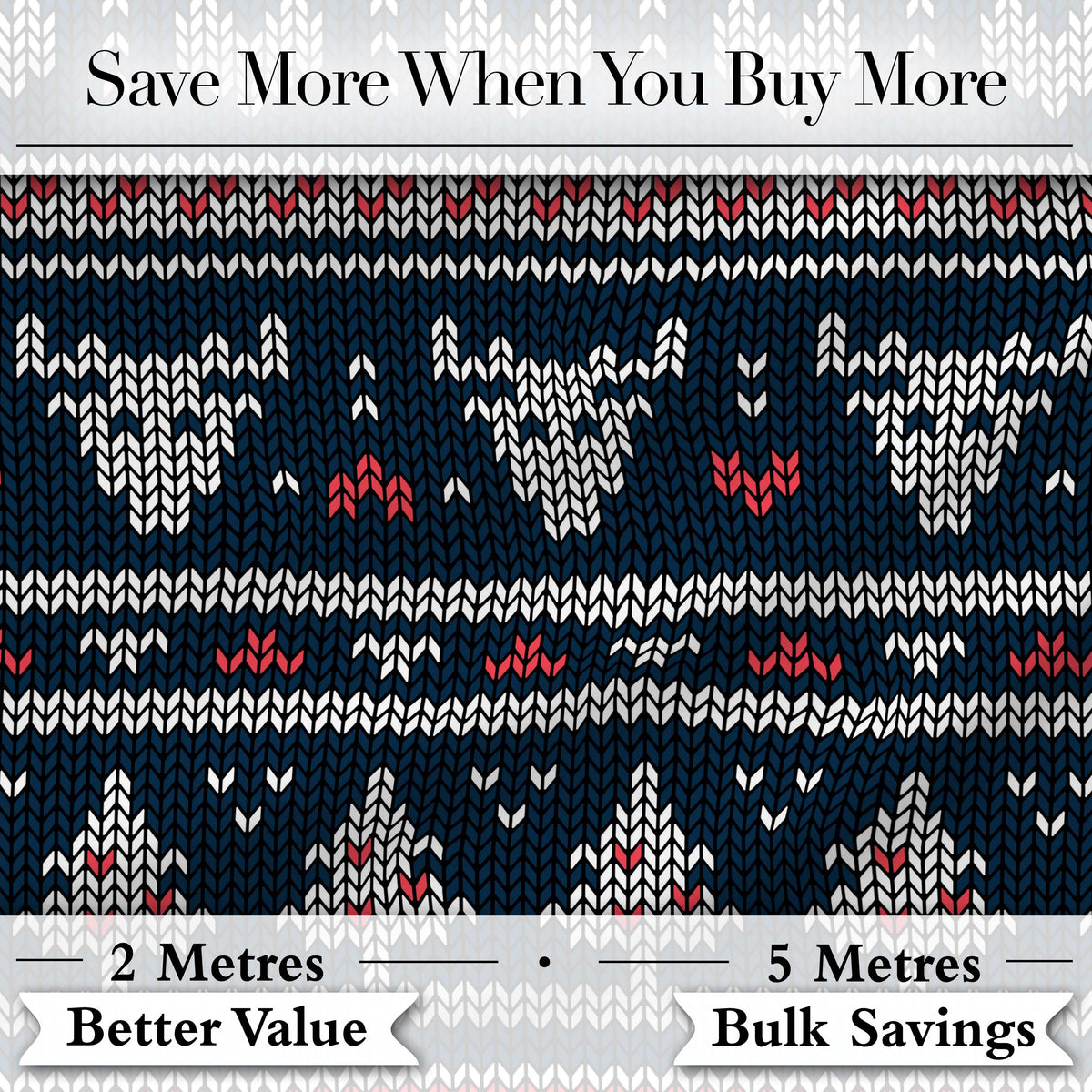 Cute Blue Nordic Snowflake Winter Traditional Knitted Seamless Pattern Digital Print Fabric by the Metre UK Sewing Quilting Textile