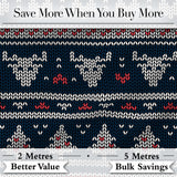 Cute Blue Nordic Snowflake Winter Traditional Knitted Seamless Pattern Digital Print Fabric by the Metre UK Sewing Quilting Textile