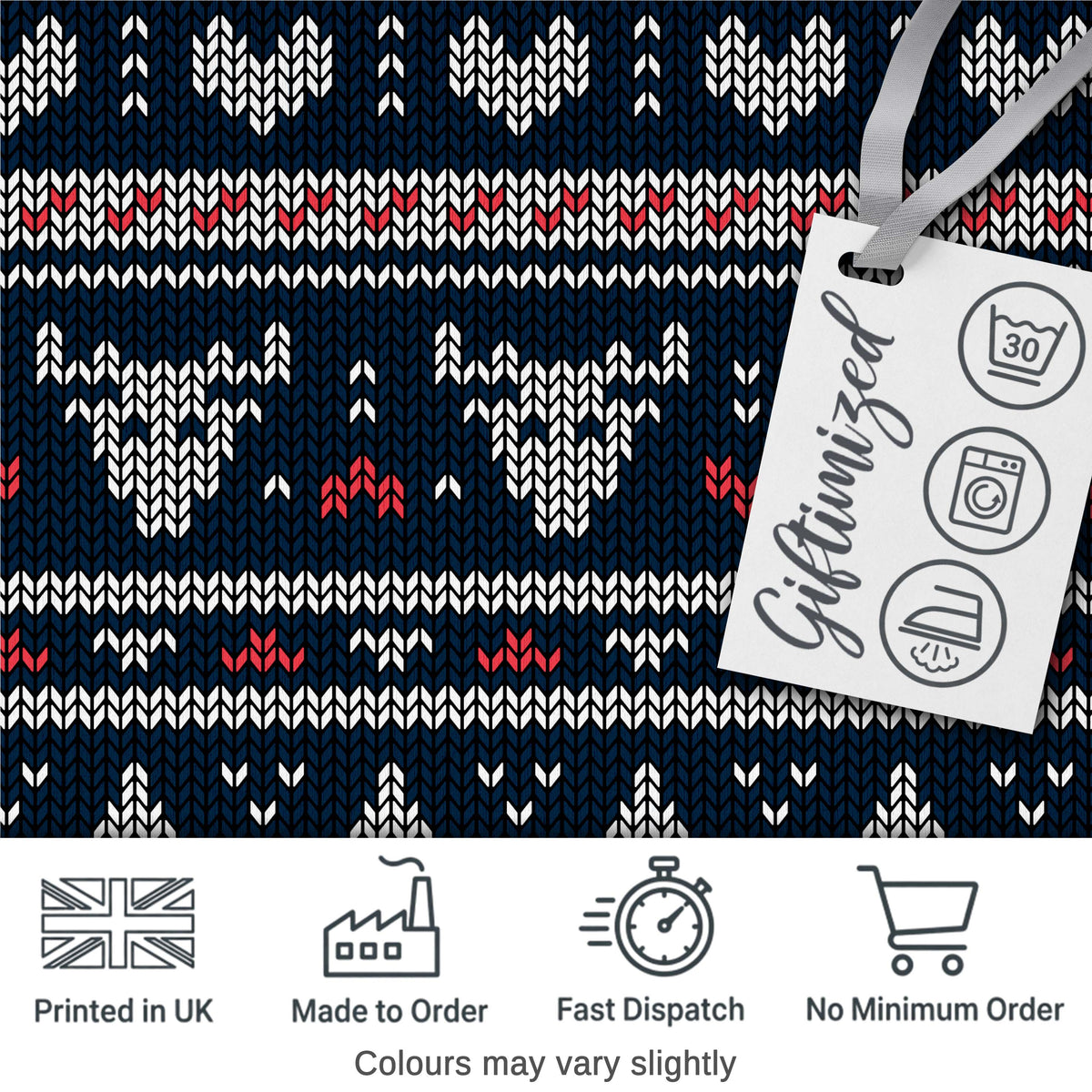 Cute Blue Nordic Snowflake Winter Traditional Knitted Seamless Pattern Digital Print Fabric by the Metre UK Sewing Quilting Textile