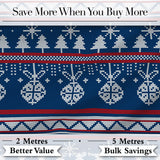 Cute Blue Nordic Ornament Snowflake Winter Knitted Seamless Pattern Digital Print Fabric by the Metre UK Sewing Quilting Textile